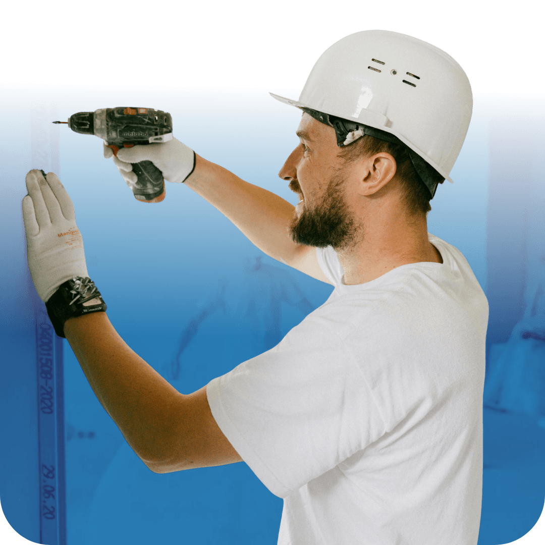 Contractor doing field work while site captures quote requests