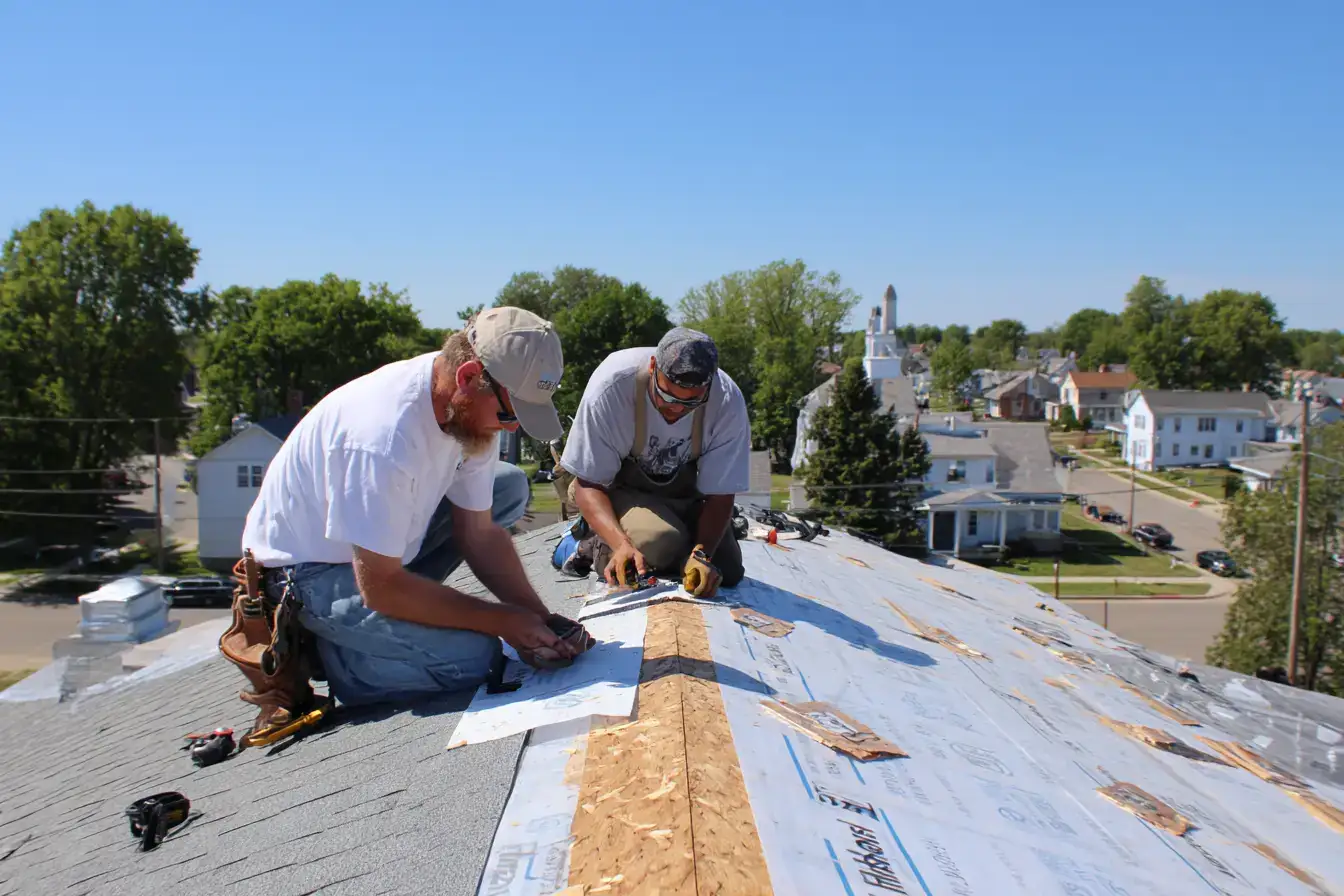 Residential roofing work on a Chicago-area home
